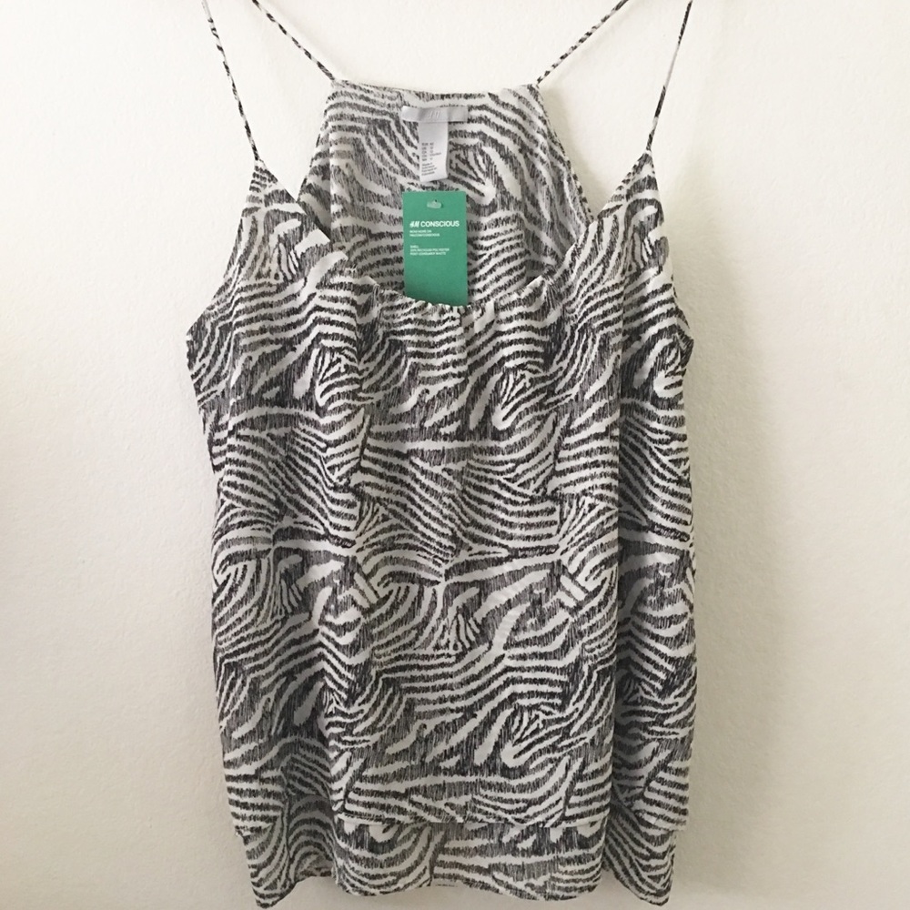 H&M Conscious Zebra Strappy Tank Top