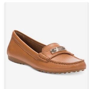 Coach Fredrica Brown & Gold Leather Loafer Coach Fredrica Brown & Gold Leather Loafer