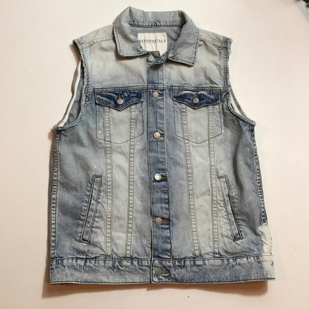 Aeropostale Denim Vest Large distressed
