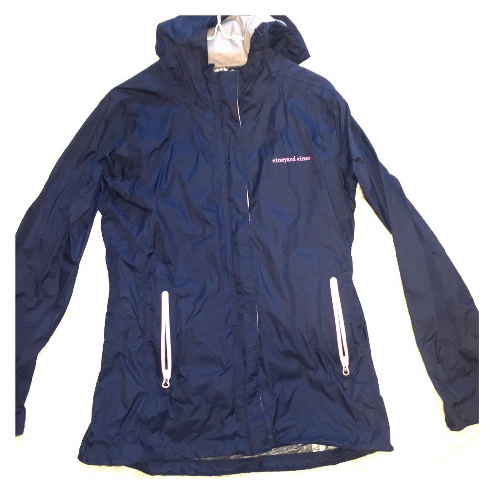 Navy and Pink Rain Jacket - Vineyard Vines