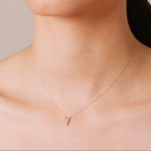 14k Rose Gold and pave Diamond triangle necklace