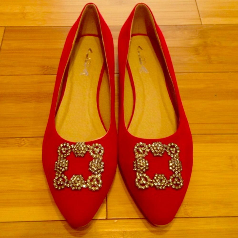 Red Alba rhinestone flats