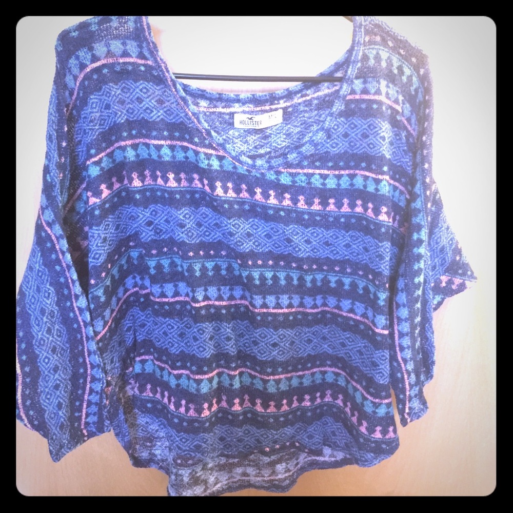 Hollister Loose Fit Striped Top Scoop Neck Sz M/L