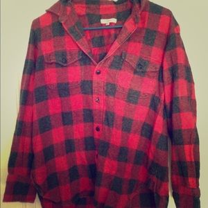 Madewell Flannel Cargo Workshirt Red Black Buffalo