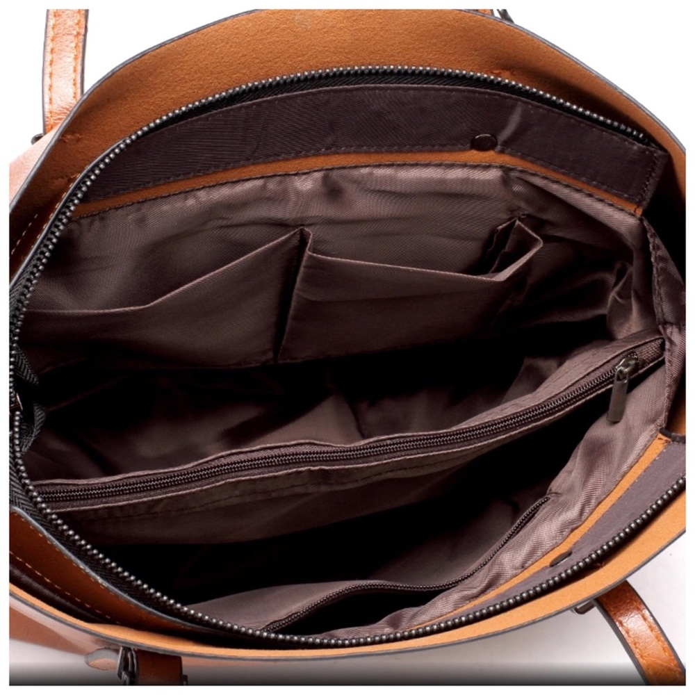  Tan Vegan Leather Slouch Handbag - Picture 5 of 7