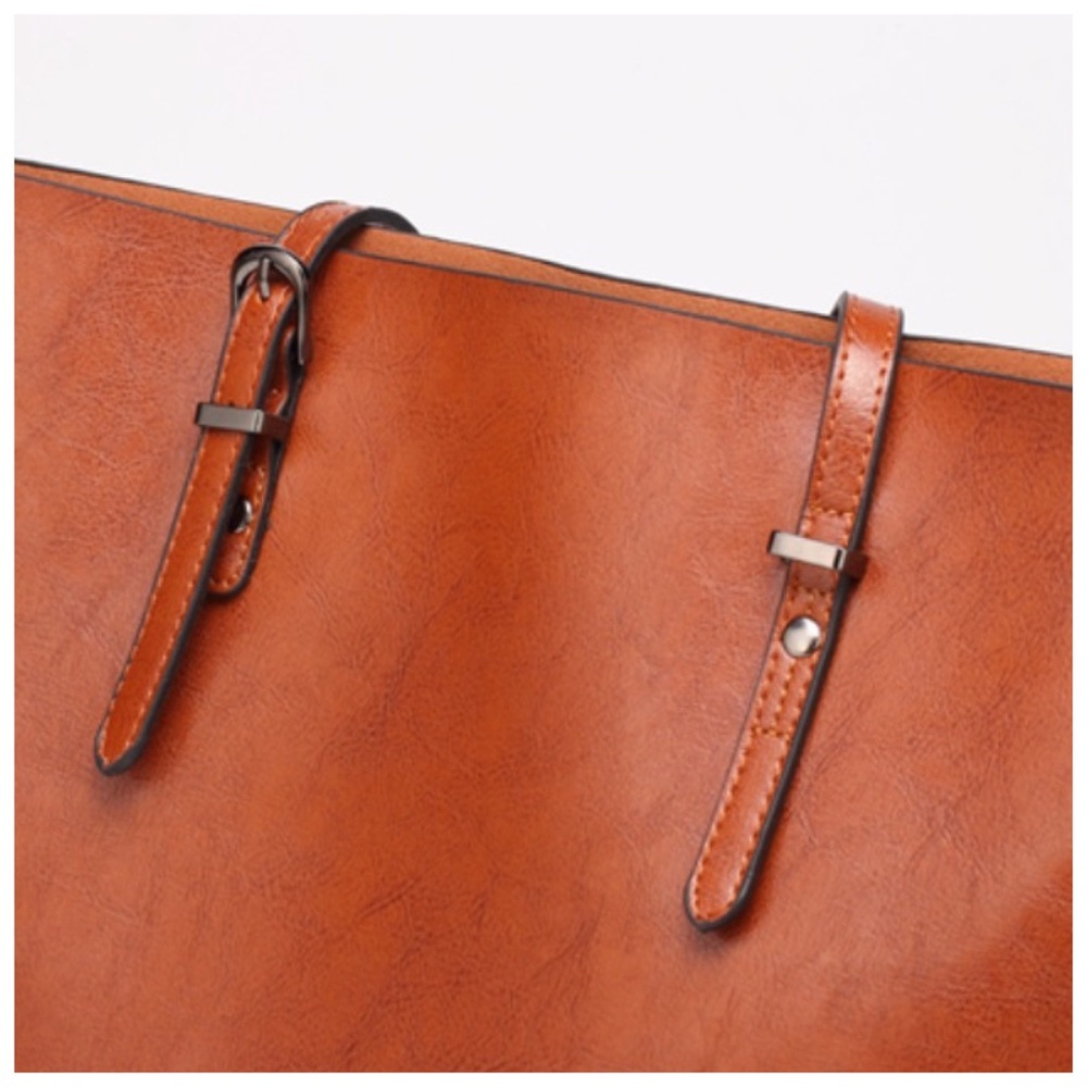  Tan Vegan Leather Slouch Handbag - Picture 7 of 7