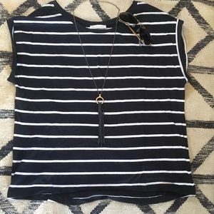 Zara black & white cap sleeve t-shirt