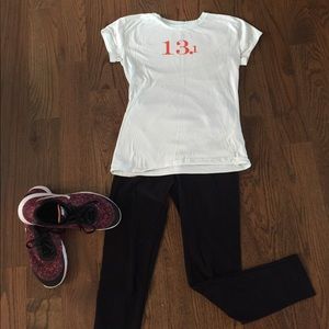Very light mint colored 13.1 half marathon tshirt.
