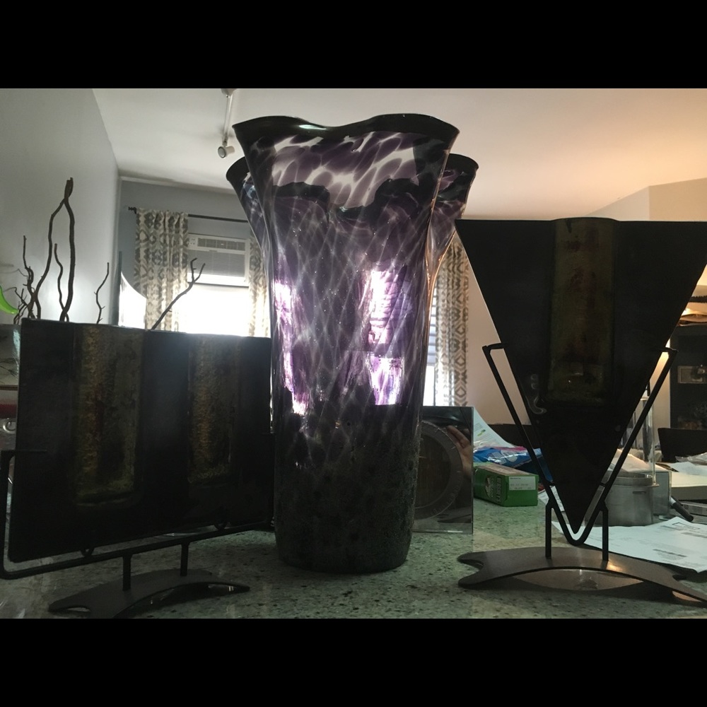 Purple glass decor- 3 pic set