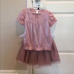 Janie and jack, pink silk top and skirt, size 7