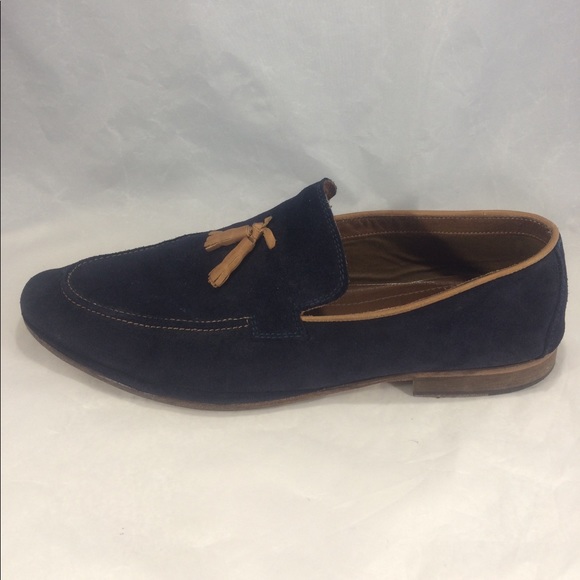 Blue suede Aldo tassel Slip-on loafers - Picture 1 of 8