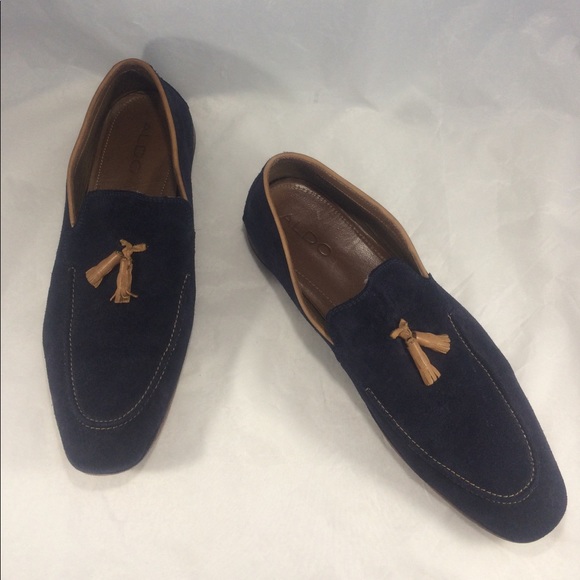 Blue suede Aldo tassel Slip-on loafers - Picture 3 of 8