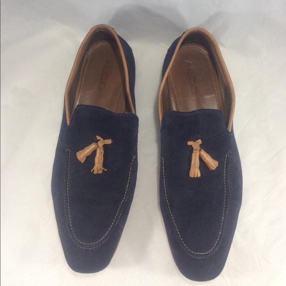 Blue suede Aldo tassel Slip-on loafers - Picture 4 of 8