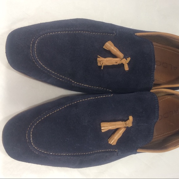 Blue suede Aldo tassel Slip-on loafers - Picture 8 of 8