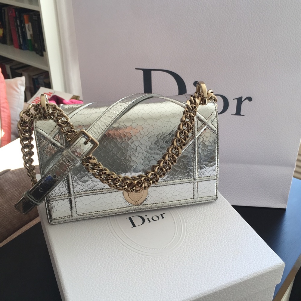 Diorama Bag in silver metallic foil effect