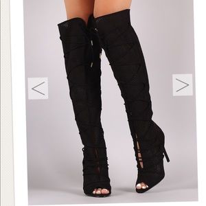 Quipid black lace up knee stiletto heel boots NWT Quipid black lace up knee stiletto heel boots NWT