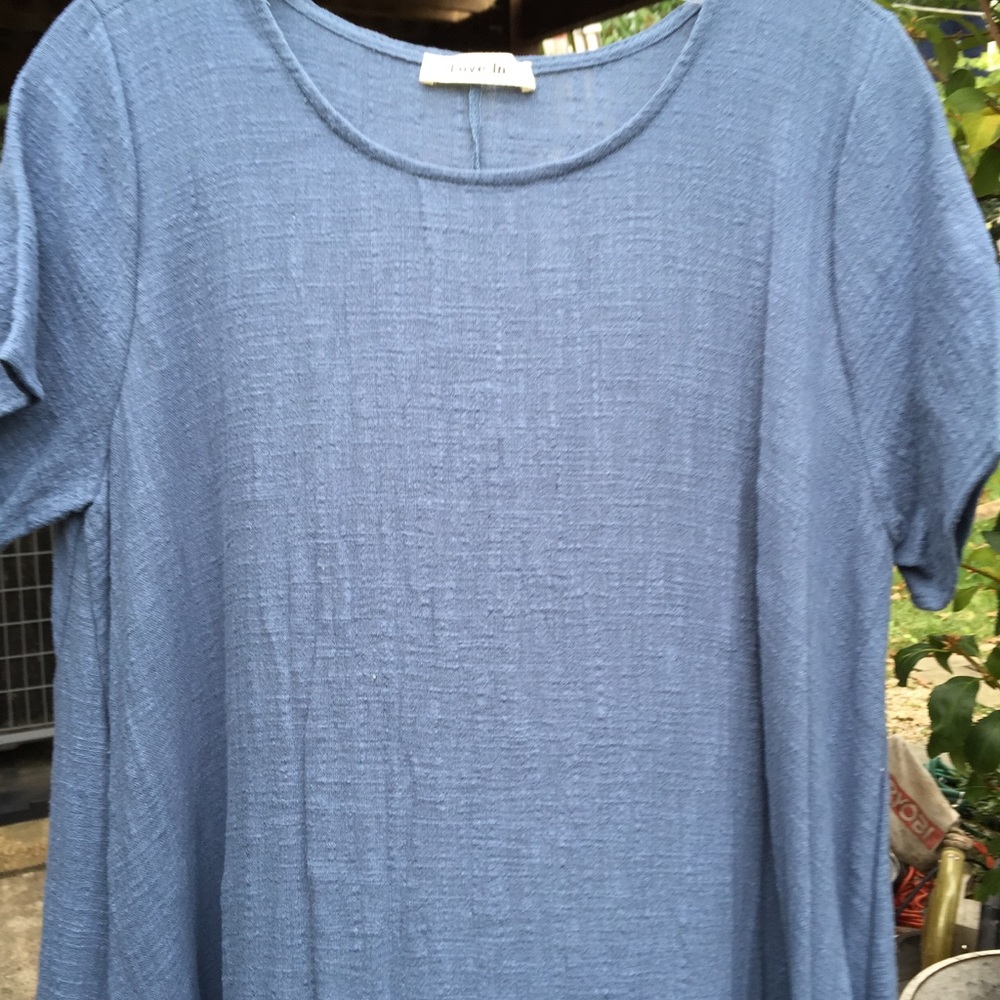 Denim Blue Short Sleeve Hi-Low Maxi Dress - Picture 3 of 5