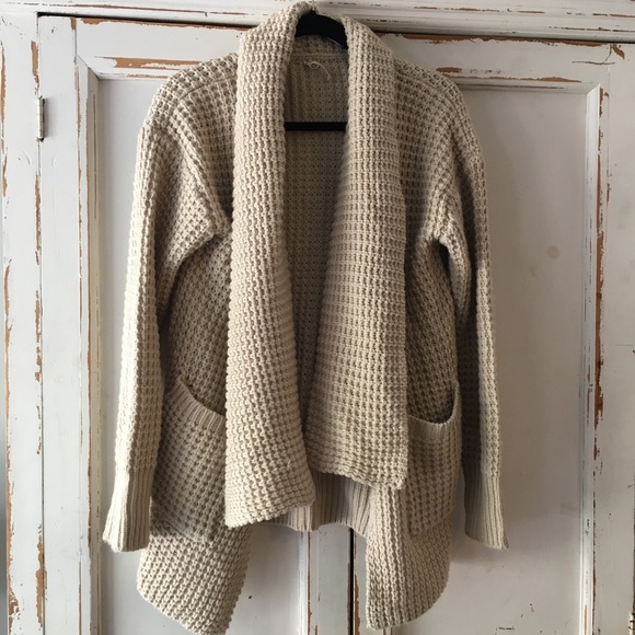 pol Sweaters - drapped cardigan with pockets - nude / cream