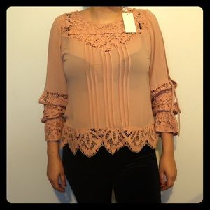 Fashion nova blush lace shirt