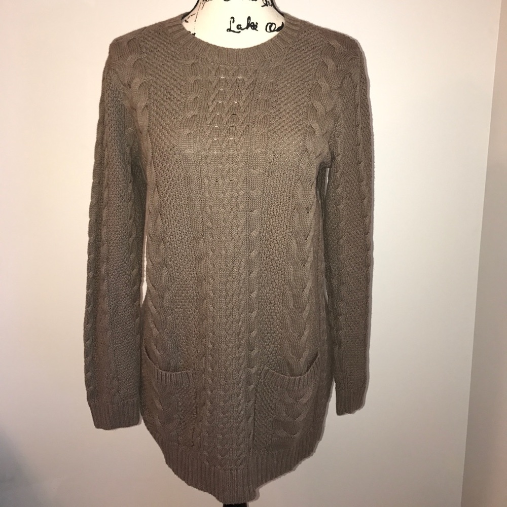 Jeanne Pierre cable knit brown sweater size medium