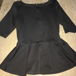 Black dressy peplum top with 3/4 sleeves