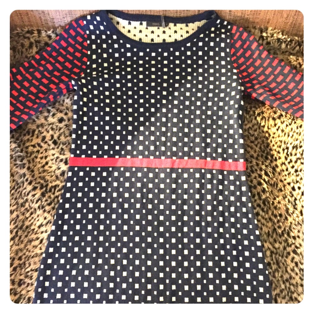 ModCloth Blue, red & white sweater dress
