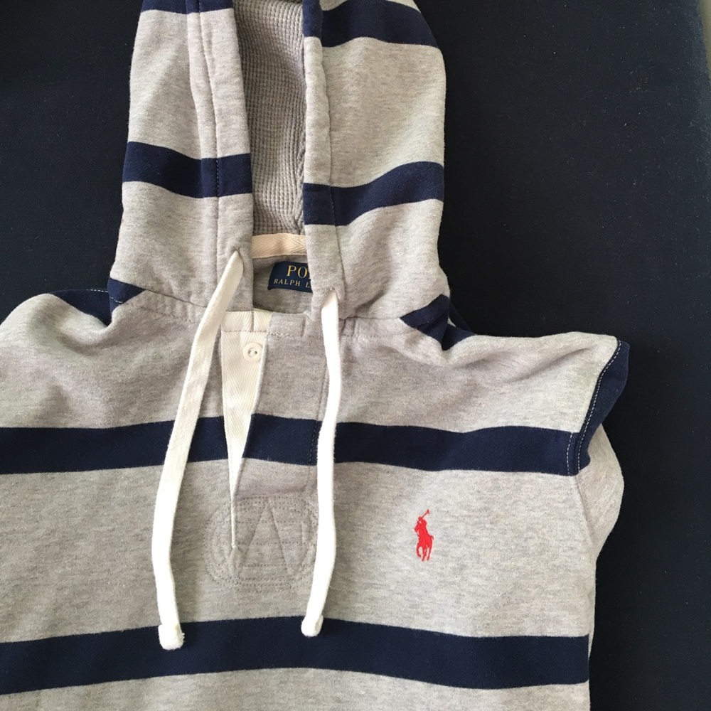 Polo Ralph Lauren Gray hoodie w/ navy stripes