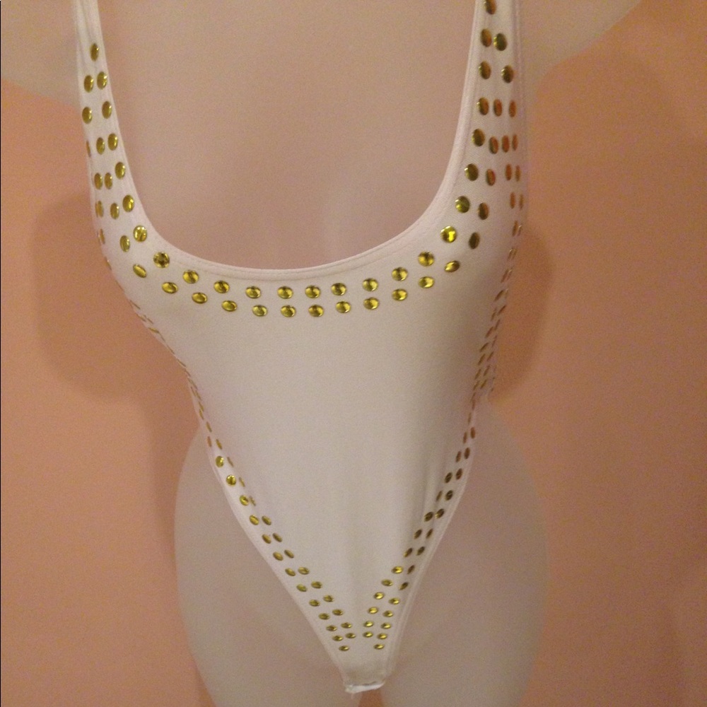 Pink w gold stud embellishments one piece
