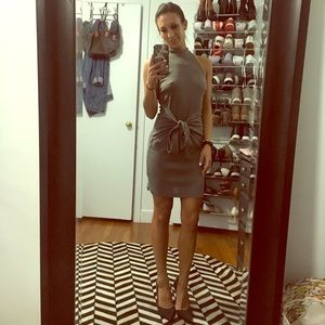 Grey mock neck tie dress!
