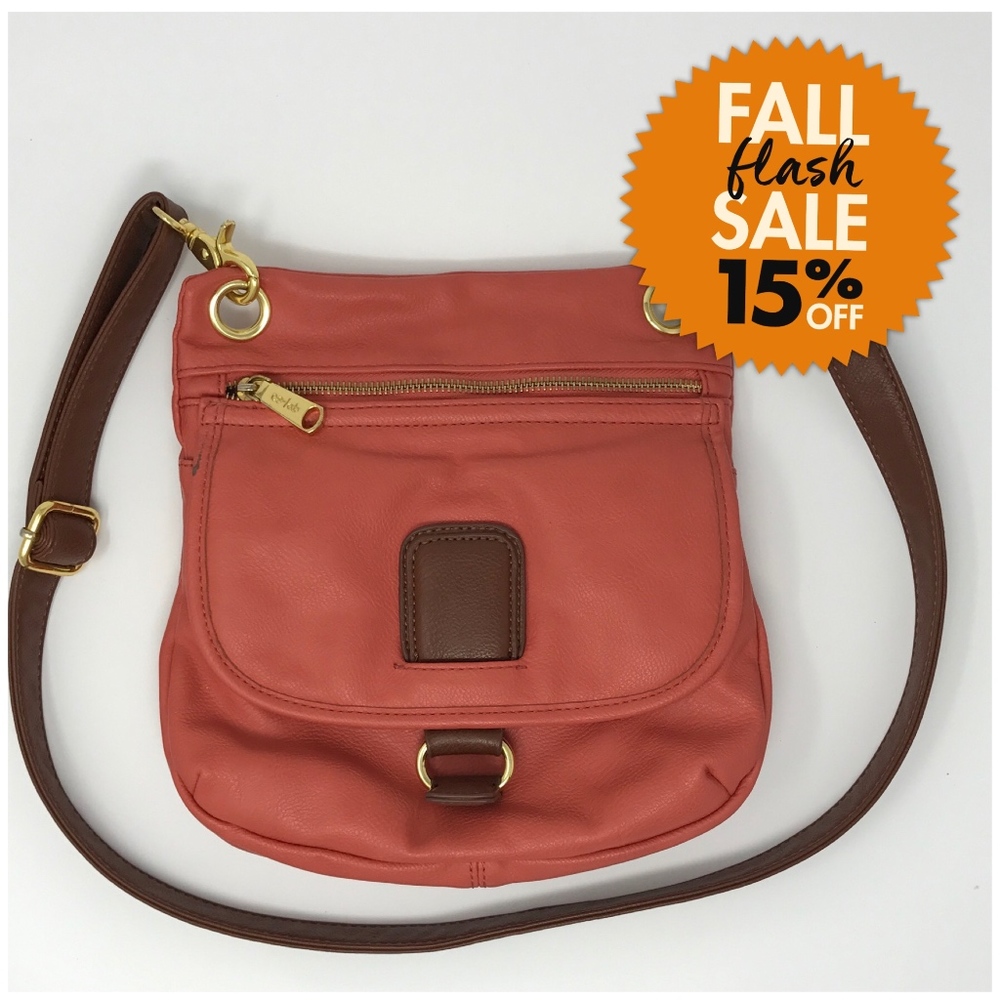 ***SOLD***CO-LAB CORAL FAUX LEATHER CROSSBODY BAG