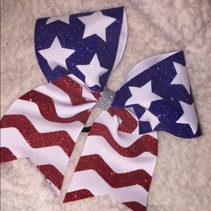 Glitter American Flag Mini Cheer Bow