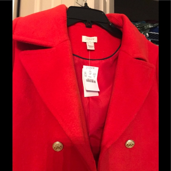 Red J Crew peacoat jacket new - Picture 2 of 5