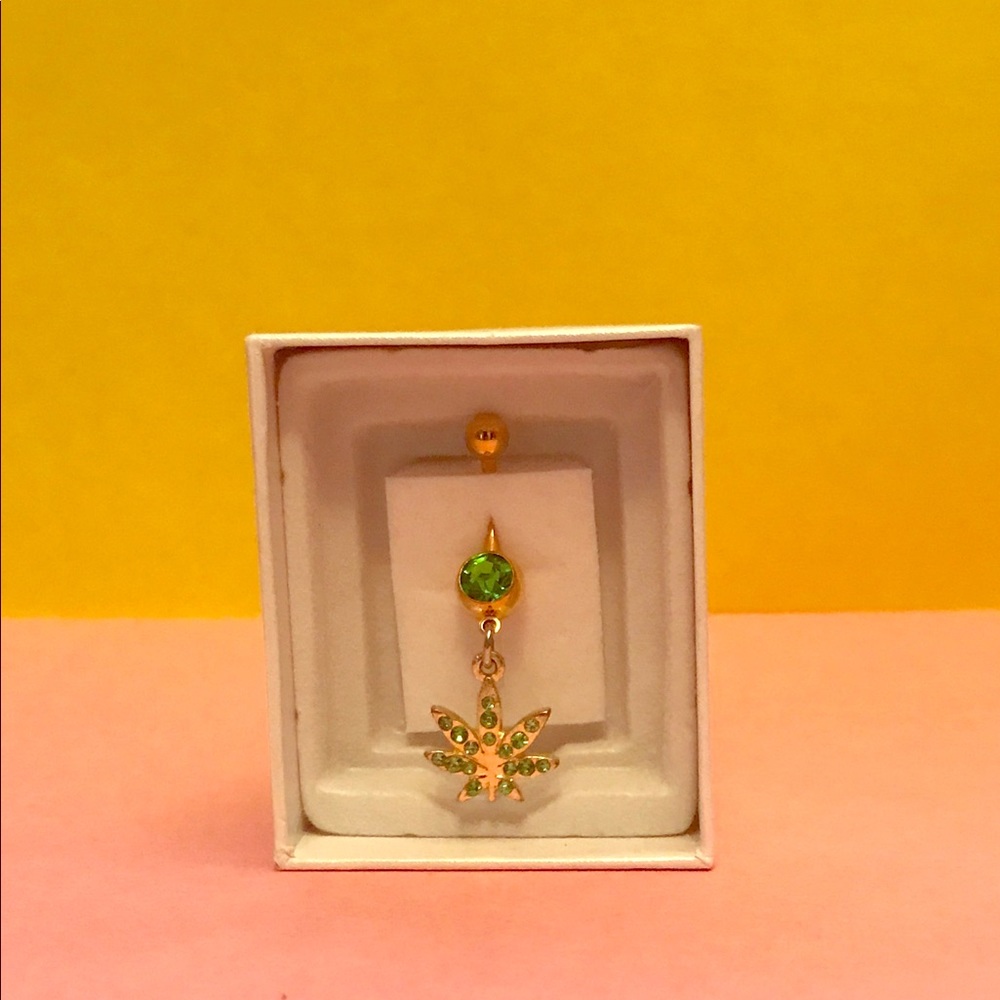 Pot Leaf Belly Button Ring