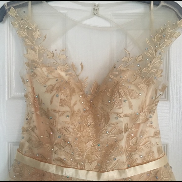 Sweet, short champagne colored formal dress - Picture 3 of 6