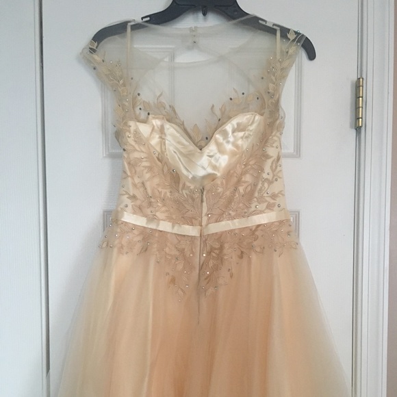 Sweet, short champagne colored formal dress - Picture 4 of 6