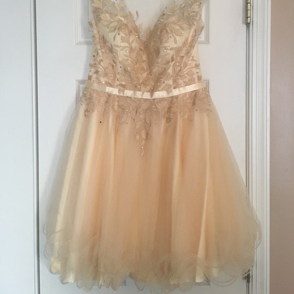Sweet, short champagne colored formal dress - Picture 6 of 6