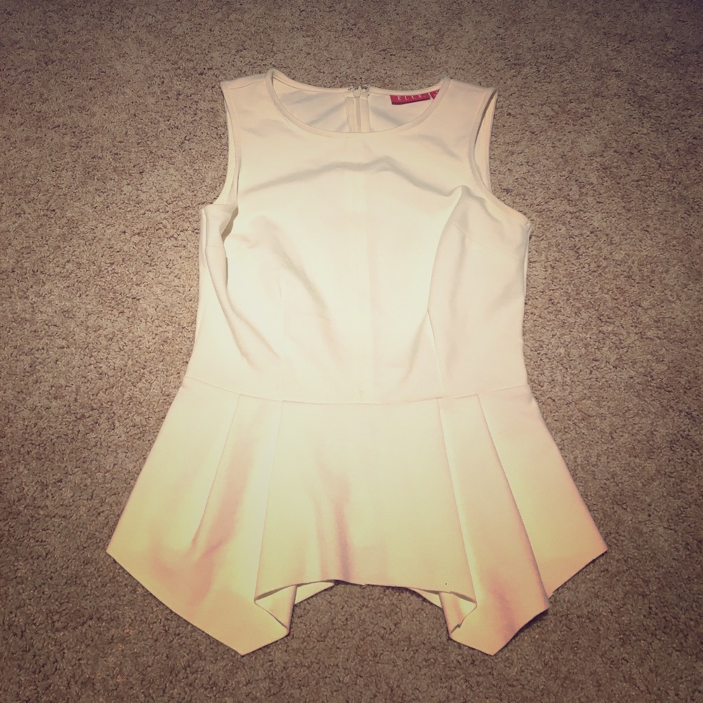 Elle peplum cream tank top