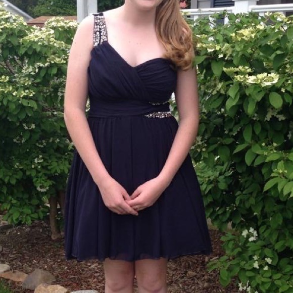 Sweet, short navy blue formal dress - Picture 2 of 6