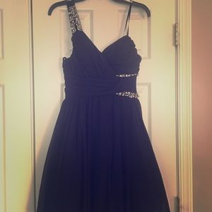 Sweet, short navy blue formal dress
