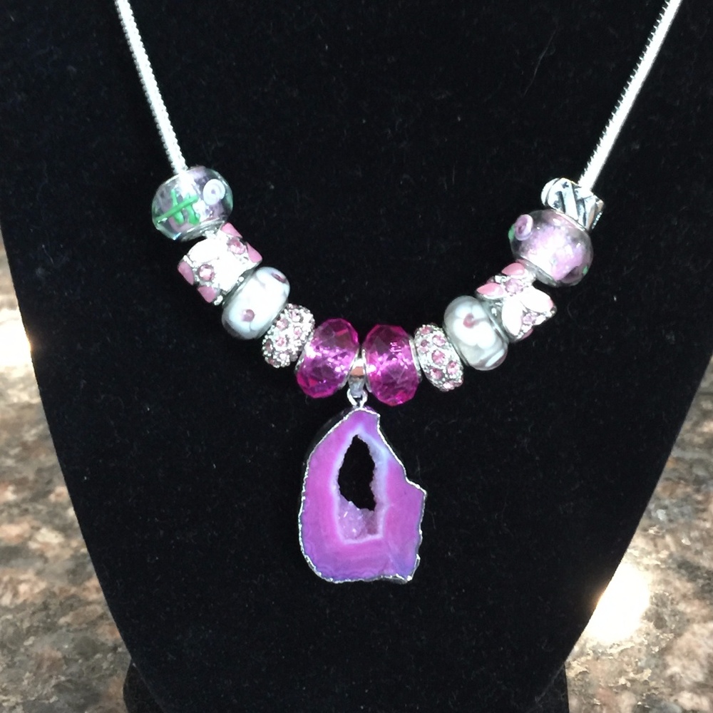 Geode Necklaces with Beads