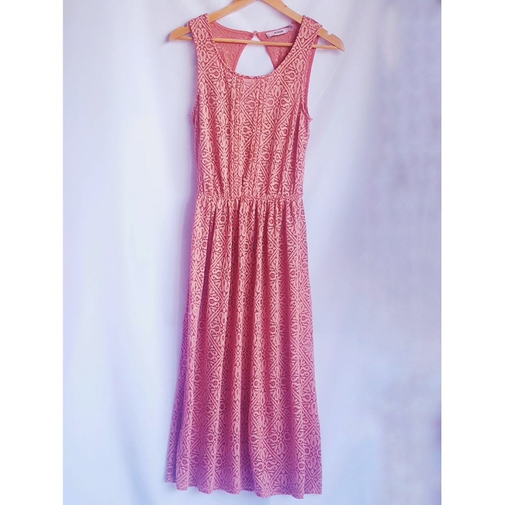 Justfab Millennial blush lace midi dress