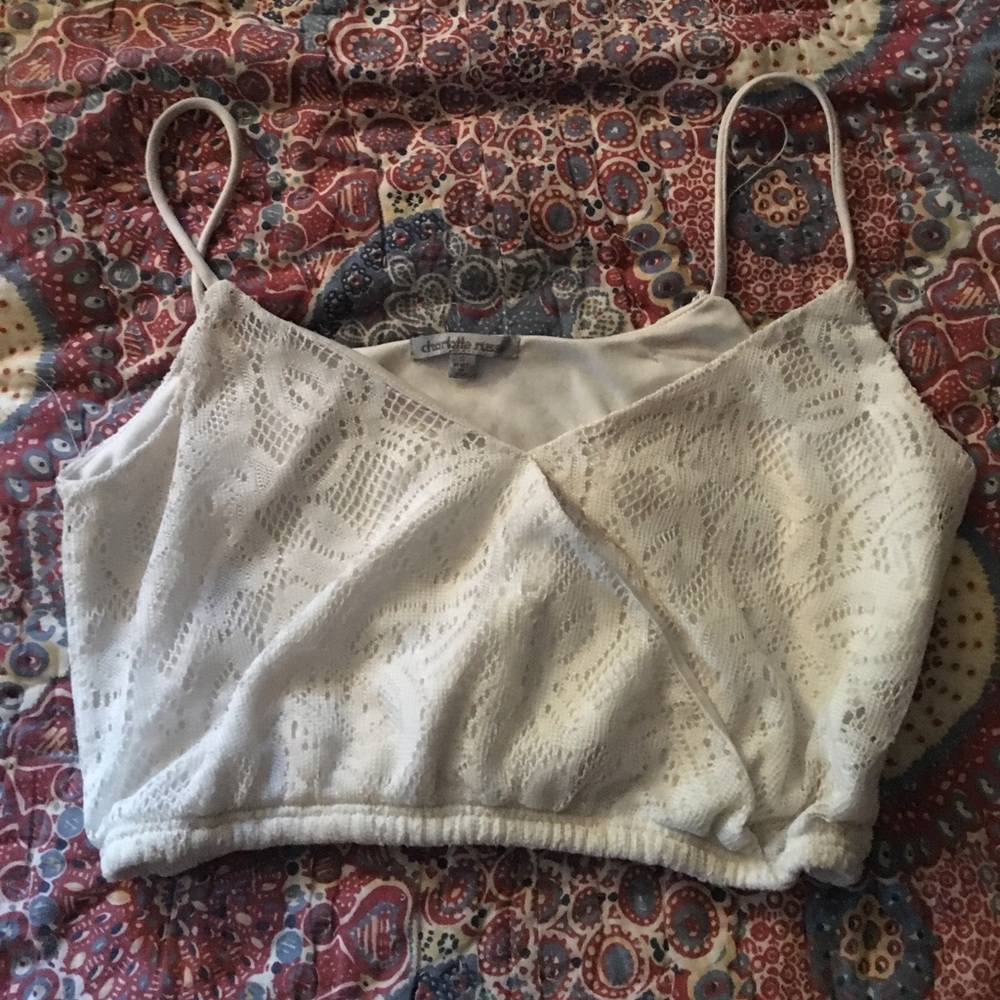 Charlotte Russe White Lace Crop Top