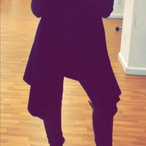 Black jacket with leather sleeves