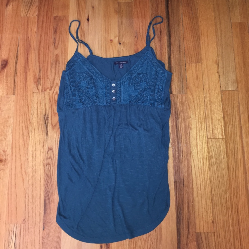 AMERICAN EAGLE AQUA DARK BLUE TANK XL