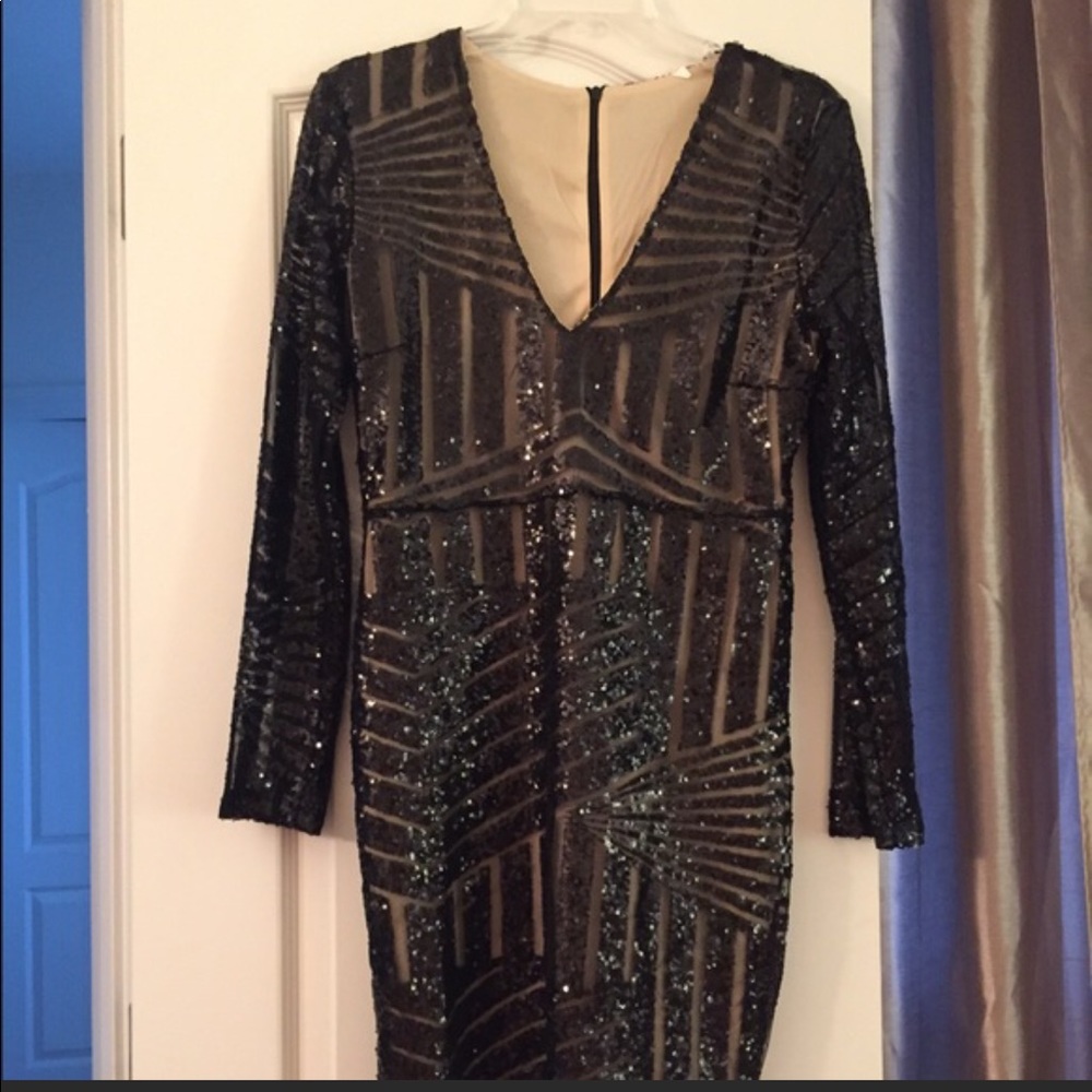 Black & Tan Sequin Dress