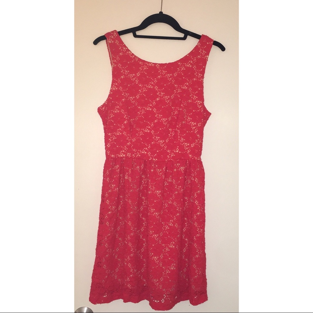 Cute Mystic Coral Red Lace Sundress!