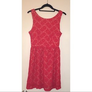 Cute Mystic Coral Red Lace Sundress!