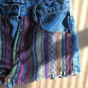 TRIBAL PRINT JEAN SHORTS