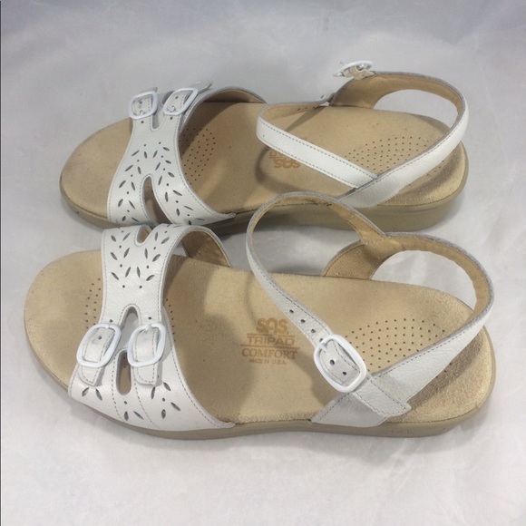 Sas white womens buckle leather sandals. - Picture 7 of 7