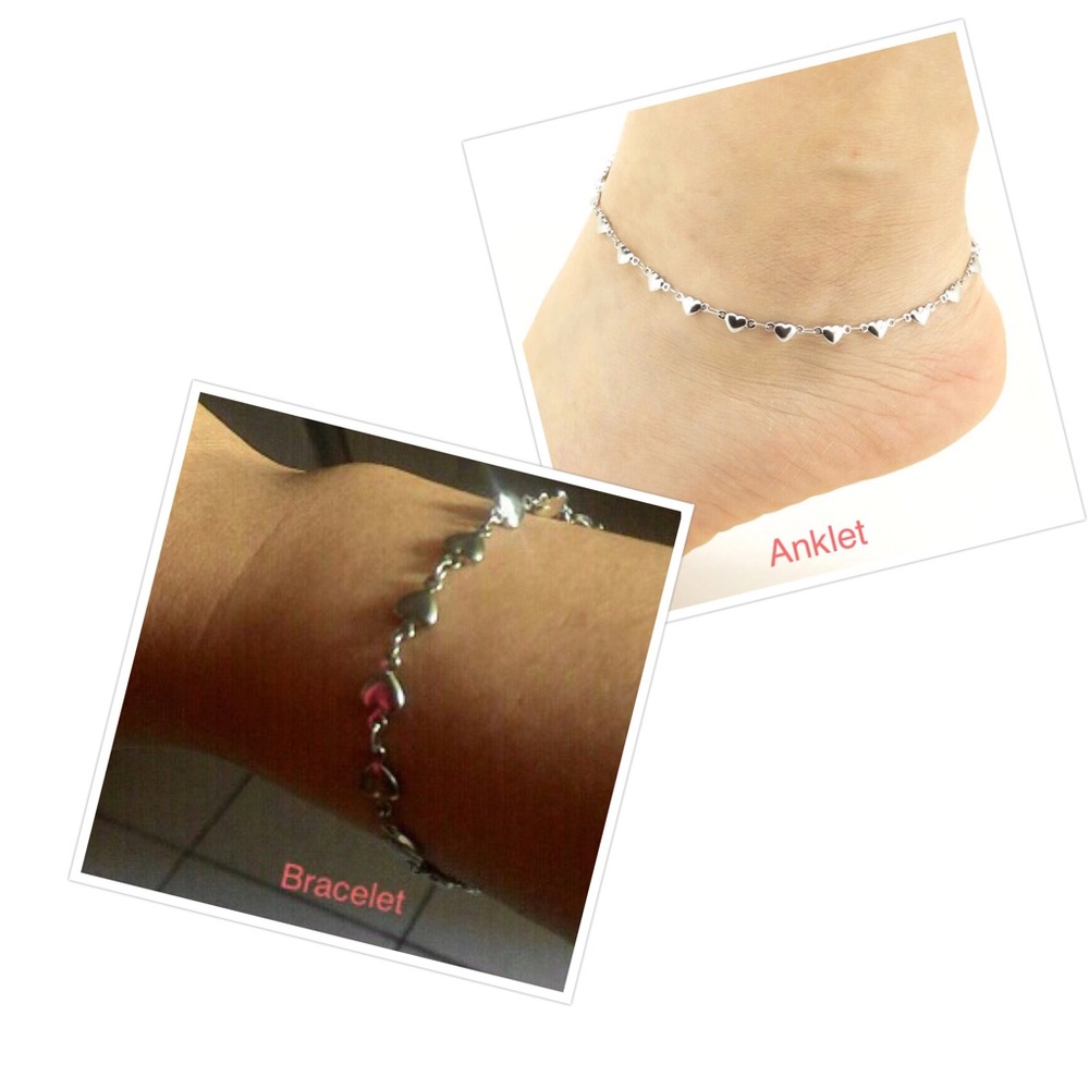 Stainless Steel Heart Bracelet and Anklet